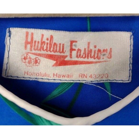 Hukilau Fashions Womens Mumu Tropical Hawaiian Dress Vibrant Blue Floral L Vtg - Picture 3 of 16